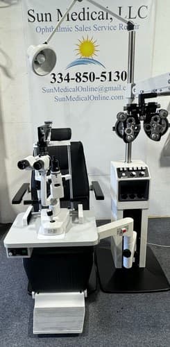 Marco Ophthalmic Tilt Exam Chair Deluxe instrument stand, Reichert SL, phoropter