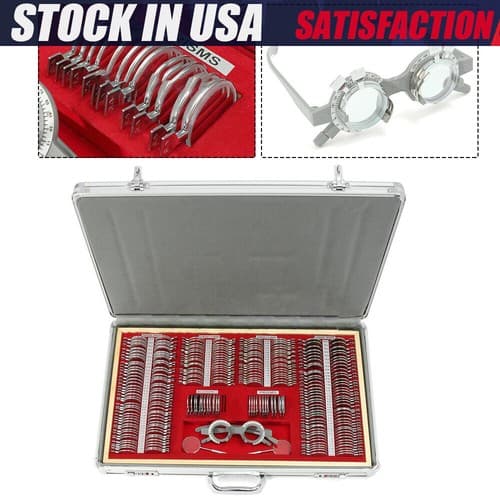 266x Optical Trial Lens Set Optometry Kit Metal Rim Ophthalmic Lenses Aluminum