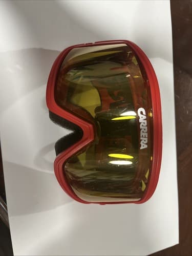 VTG Carrera Supergold Red Ski Snowboard Goggles Yellow Lens Black/Red Strap