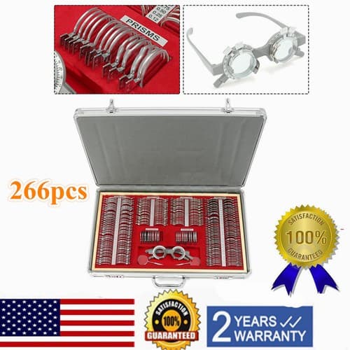 266x Optical Trial Lens Set Optometry Kit Metal Rim Ophthalmic Lenses Aluminum