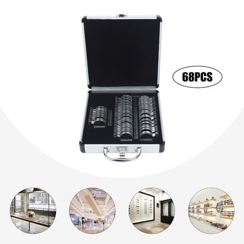 68 x Optical Trial Lens Set Silver Rim Ophthalmic Trial Lens Frame Aluminium Box